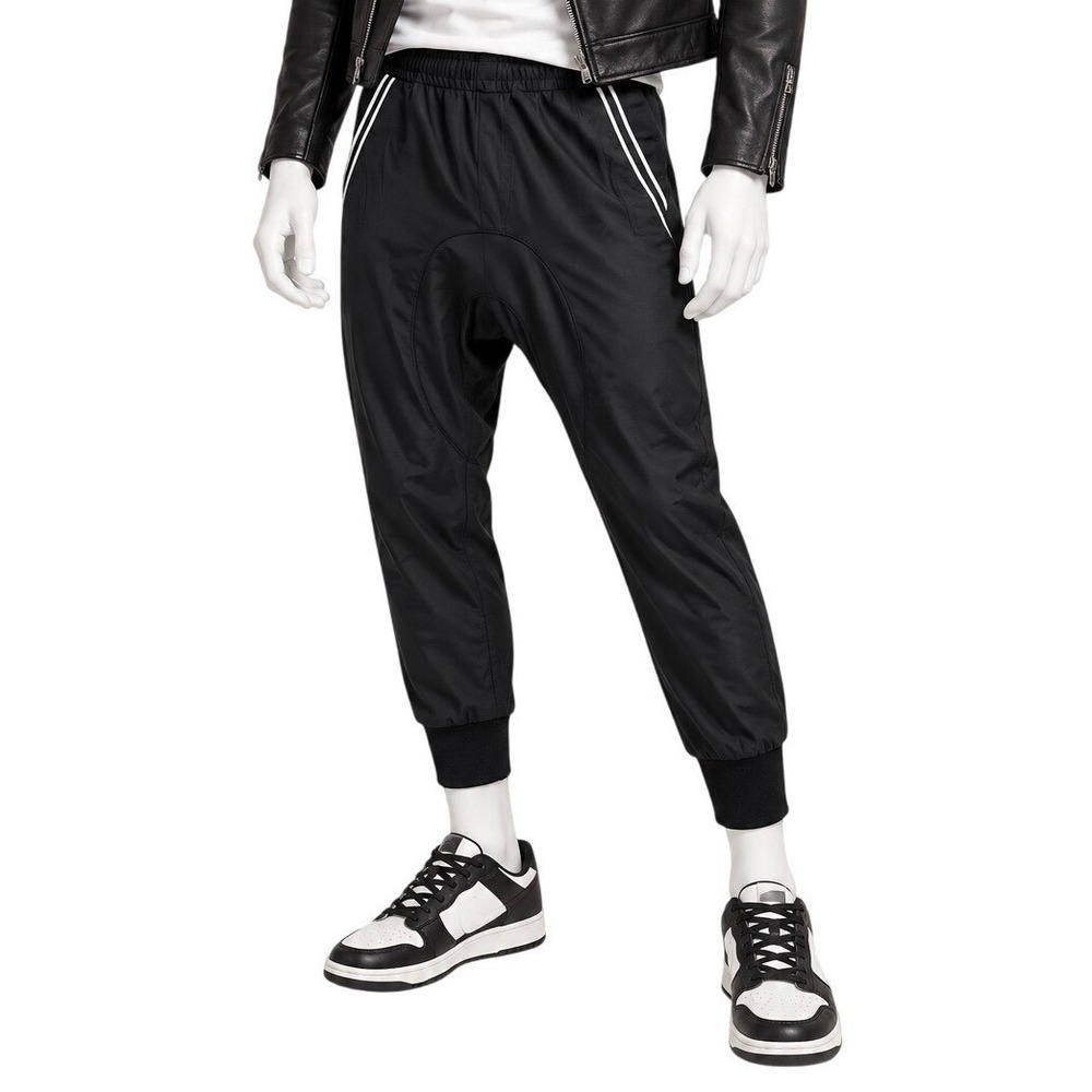 NEIL BARRETT Milano Slouch Low-Rise Drop-Crotch Joggers Black White Stripes | M